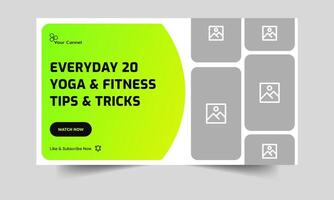 Daily fitness body tips thumbnail banner design, unique cover banner design, fully editable eps 10 file format vector