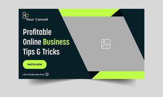 Profitable business idea tips and tricks thumbnail banner design, online business techniques, fully customizable eps 10 file format vector