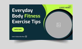 Modern fitness tips and tricks thumbnail banner design, body fitness techniques thumbnail banner design, fully editable eps 10 file format vector