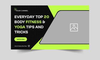 Fitness tips and tricks cover banner design, daily yoga and body fitness thumbnail banner design, fully editable eps 10 file format vector