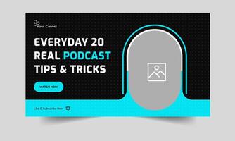 Modern podcast thumbnail banner design, podcast sound tips and trick cover banner design, fully customizable eps 10 file format vector