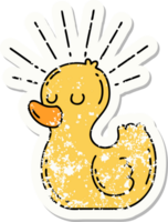 grunge sticker of tattoo style rubber duck png