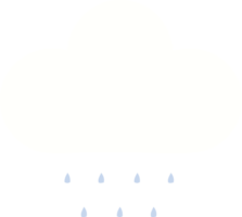 nuage de pluie de dessin animé rétro couleur plate png