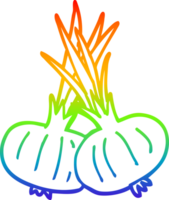 dibujo de línea de gradiente de arco iris cebollas marrones de dibujos animados png