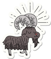 sticker of tattoo style happy goat png