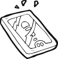 black and white cartoon tablet device png