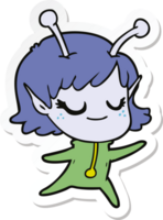 sticker of a smiling alien girl cartoon png