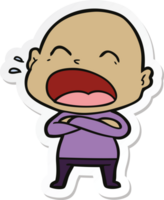 sticker of a cartoon shouting bald man png