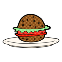 dibujos animados hamburguesa en plato png