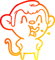 warm gradient line drawing crazy cartoon monkey png