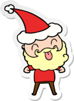 man with beard sticking out tongue wearing santa hat png