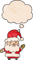 cartoon santa claus and thought bubble in grunge texture pattern style png