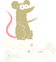 flat color illustration of a cartoon rat on bones png