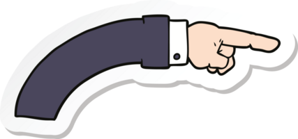 sticker of a cartoon business arm pointing png