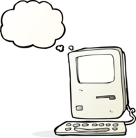 cartoon old computer with thought bubble png