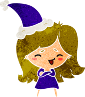 christmas retro cartoon of kawaii girl png