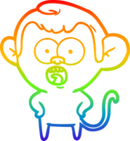 rainbow gradient line drawing cartoon shocked monkey png