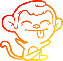 linha de gradiente quente desenhando macaco de desenho animado engraçado png