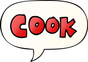 cartoon word cook and speech bubble in smooth gradient style png