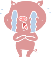 desenho de estilo de cor plana de porco chorando png