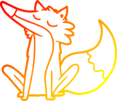 warm gradient line drawing cartoon wolf png