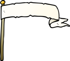 dessin animé doodle agitant le drapeau de la bannière blanche png