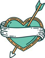 tattoo style icon of an arrow heart and banner png