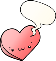 cartoon love heart and face and speech bubble in smooth gradient style png