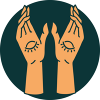 tattoo style icon of mystic hands png