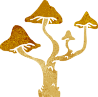 doodle retrò dei cartoni animati di funghi in crescita png