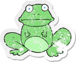 retro distressed sticker of a cartoon frog png