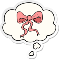 cartoon bow and thought bubble as a printed sticker png
