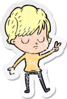 distressed sticker of a cartoon woman png