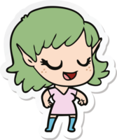 sticker of a happy cartoon elf girl png