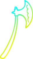 cold gradient line drawing cartoon axe png