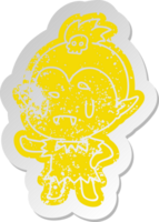 distressed old sticker kawaii of cute vampire girl png