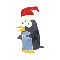 retro cartoon christmas penguin png