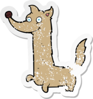 retro distressed sticker of a cartoon happy dog png