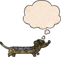 cartoon dog and thought bubble in grunge texture pattern style png