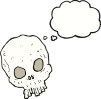 cartoon spooky skull with thought bubble png