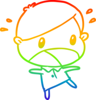 rainbow gradient line drawing cute shocked man png