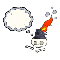 thought bubble textured cartoon burning candle on skull png