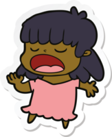 sticker of a cartoon woman talking loudly png