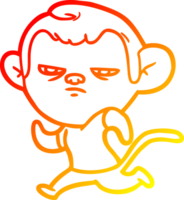 warm gradient line drawing cartoon monkey png