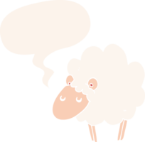 cartoon sheep and speech bubble in retro style png