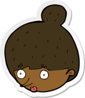 sticker of a cartoon surprised womans face png