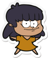 pegatina de una niña de dibujos animados sonriendo png