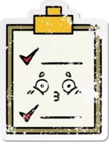 distressed sticker of a cute cartoon check list png