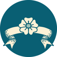 icon with banner of a flower png