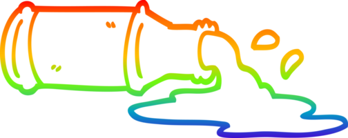 dibujo de línea de gradiente de arco iris cerveza derramada de dibujos animados png